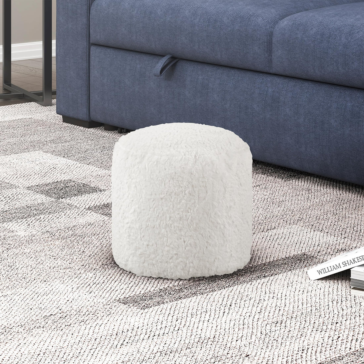 Lexicon Pouf Ottoman, Round Ottoman Foot Rest, Chenille Fabric Pouf, Small Foot Stools for Couch with Filling for Living Room/Bedroom, Multi-Color